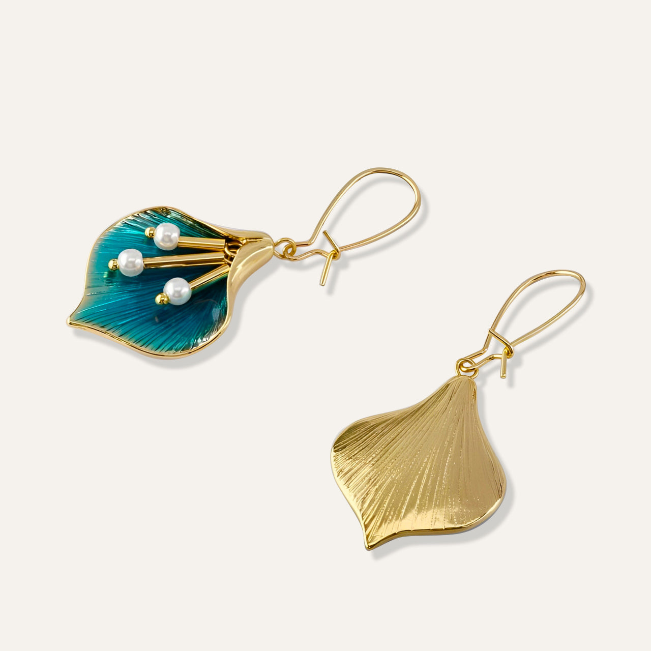 Blue Lotus Earrings (Gold)