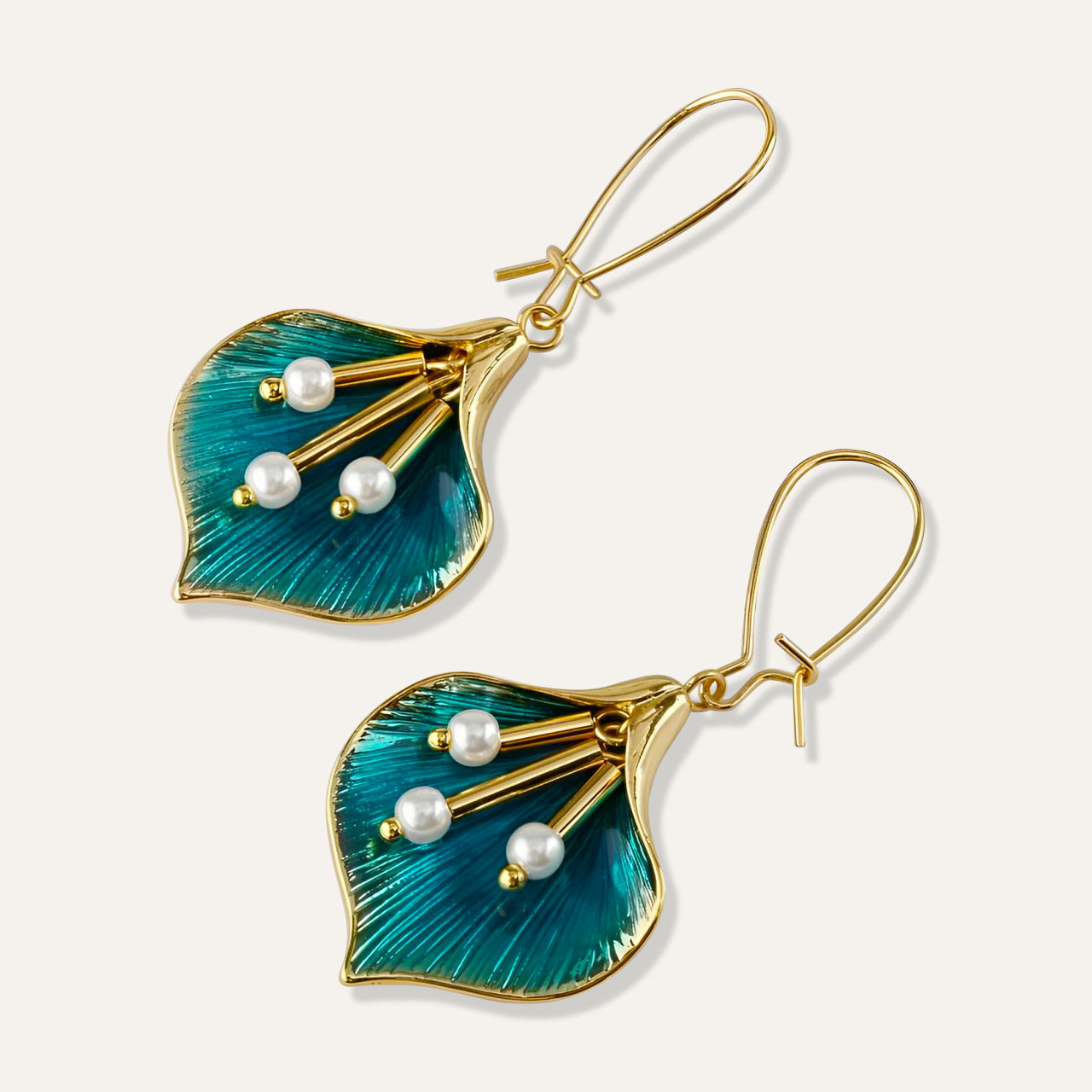 Blue Lotus Earrings (Gold)