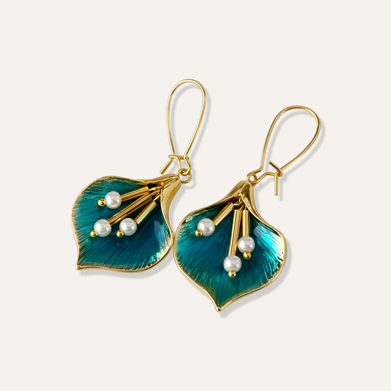 Blue Lotus Earrings (Gold)