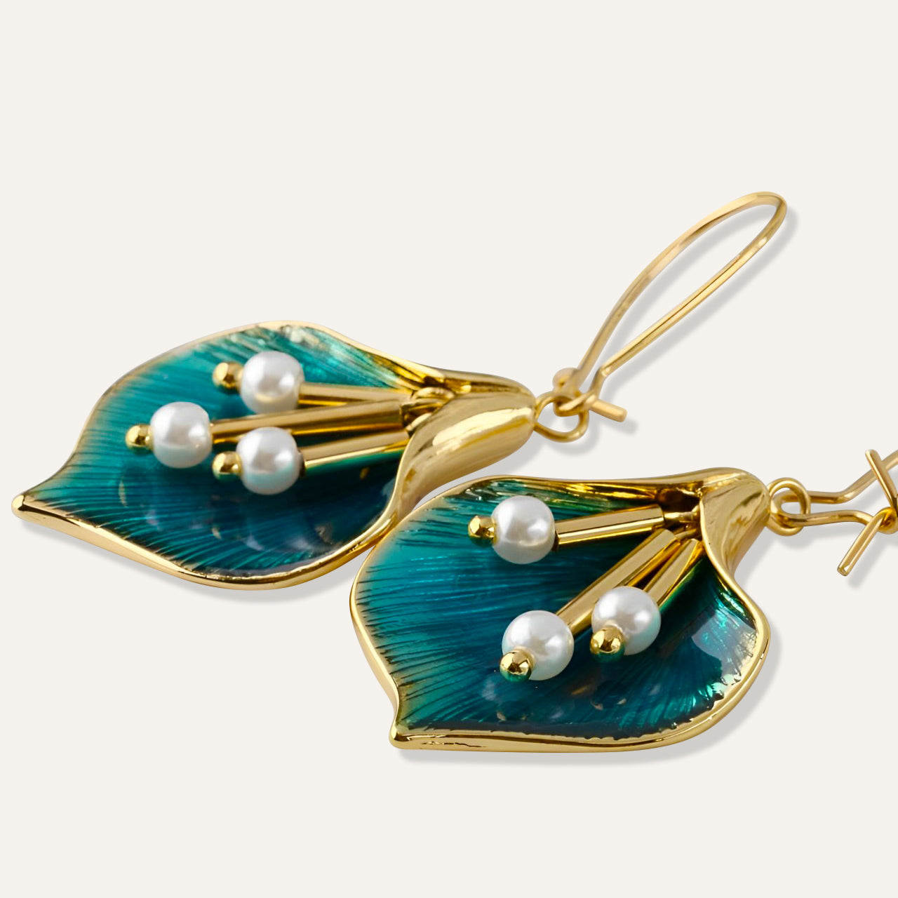Blue Lotus Earrings (Gold)