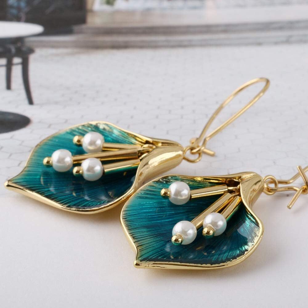 Blue Lotus Silver Earrings