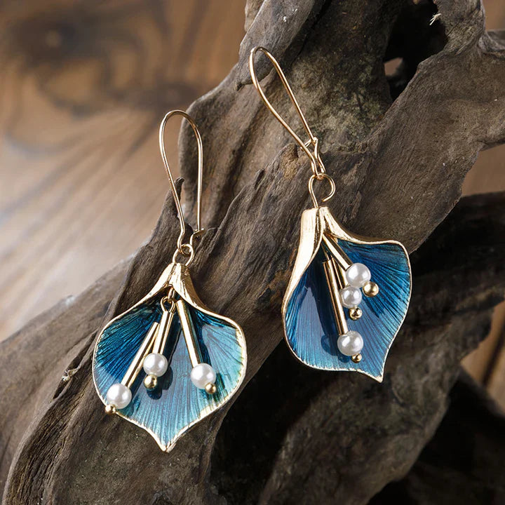 Blue Lotus Silver Earrings